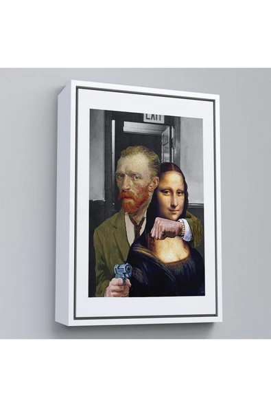 Trezon Ahşap Çerçeveli Mona Lisa'Yı Rehin Alan Van Gogh Tablo-7761 ürün görseli 1