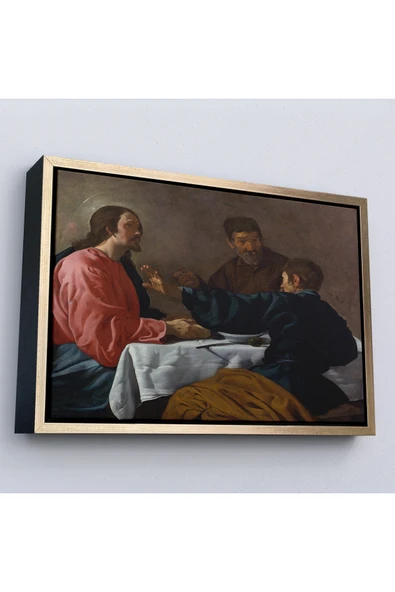 Trezon Ahşap Çerçeveli Diego Velázquez - Emmaus'Ta Akşam Yemeği Tablo - The Supper At Emmaus-7145 ürün görseli 1