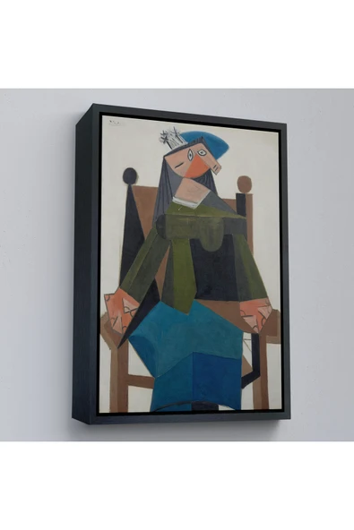 Trezon Ahşap Çerçeveli Pablo Picasso - Koltukta Oturan Soyut Kadın Tablosu-7295 ürün görseli 1