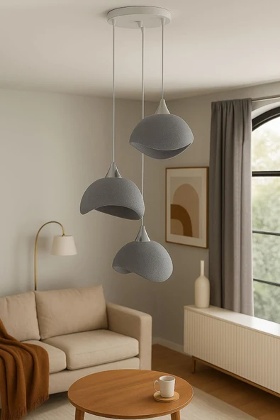 TIGEA Accessories BETON GÖRÜNÜMLÜ İSKANDİNAV TARZI SALON/OTURMA ODASI PLASTİK AVİZE ürün görseli 1