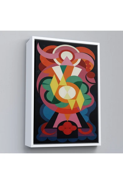 Trezon Ahşap Çerçeveli Auguste Herbin - Soyut Sanat Kompozisyon Tablosu-8100 ürün görseli 1
