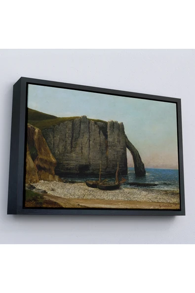 Trezon Ahşap Çerçeveli Gustave Courbet - Etretat Kayalıkları Tablosu-7073 ürün görseli 1