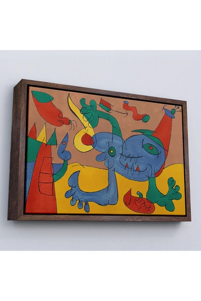 Trezon Ahşap Çerçeveli Joan Miro Soyut Sanat Tablosu-7068 ürün görseli 1