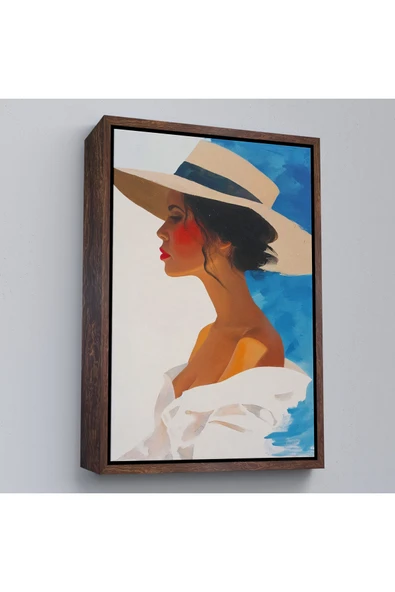 Trezon Ahşap Çerçeveli Güzel Retro Kadın Tablosu-7557 ürün görseli 1