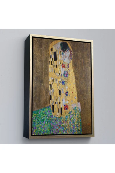Trezon Ahşap Çerçeveli Gustav Klimt'İn Öpücüğü Tablo - The Kiss By Gustav Klimt-7432 ürün görseli 1