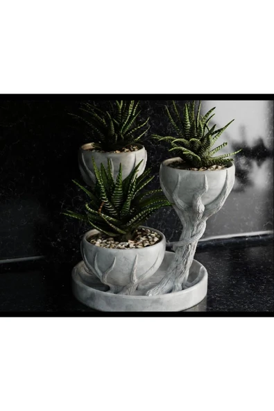 TIGEA Accessories 3D ÜÇLÜ HAND OF TREE MERMER DESENLİ VAZO ürün görseli 1