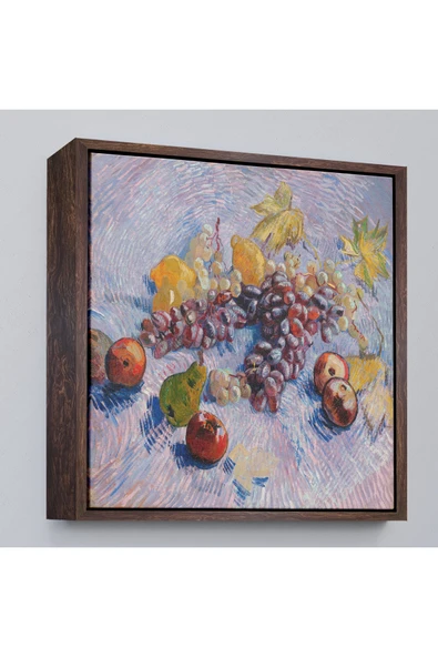 Trezon Ahşap Çerçeveli Vincent Van Gogh Üzüm Limon Armut Ve Elmalar Tablo-8360 ürün görseli 1