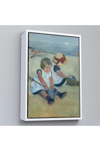 Trezon Ahşap Çerçeveli Mary Cassatt - Sahilde Oynayan Çocuklar Tablo-8092 ürün görseli 1