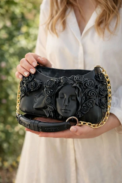 TIGEA Accessories ROSE AND WOMAN KONSEPT 3D ÜRETİM İSKANDİNAV TARZ KADIN EL ÇANTASI ürün görseli 1