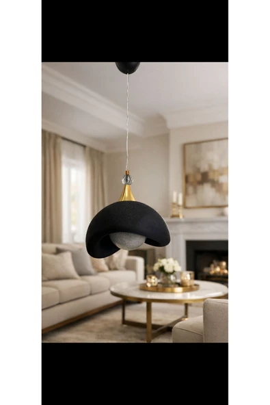 TIGEA Accessories BETON GÖRÜNÜMLÜ İSKANDİNAV TARZI LED TOPLU 3 RENK YANABİLEN SALON/OTURMA ODASI TEKLİ SARKIT AVİZE ürün görseli 1