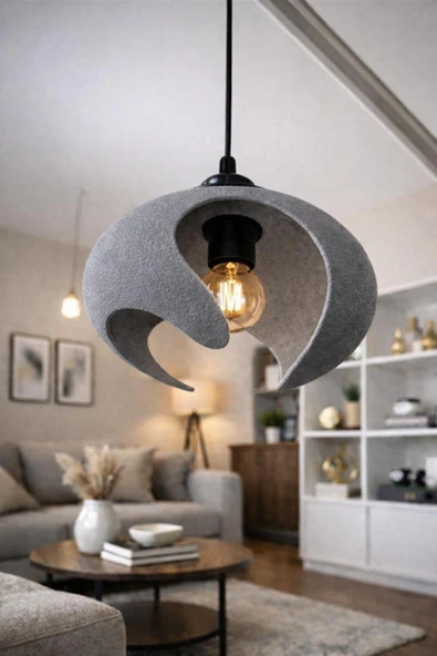 TIGEA Accessories BETON DOKULU İSKANDİNAV TARZ PREMİUM SALON/ OTURMA ODASI SARKIT SALON AVİZE ürün görseli 1