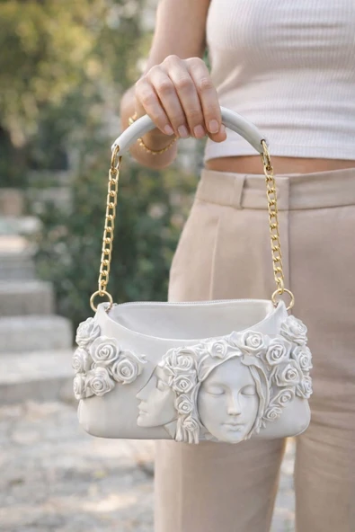 TIGEA Accessories ROSE AND WOMAN KONSEPT 3D ÜRETİM İSKANDİNAV TARZ KADIN EL ÇANTASI ürün görseli 1