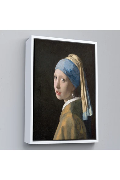 Trezon Ahşap Çerçeveli Johannes Vermeer - İnci Küpeli Kız Tablosu - Girl With A Pearl Earring-7309 ürün görseli 1
