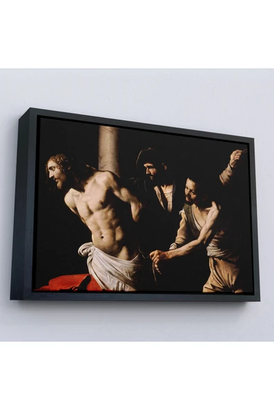 Trezon Ahşap Çerçeveli Caravaggio - Sütündaki İsa Tablo - Christ At The Column-7062 ürün görseli 1