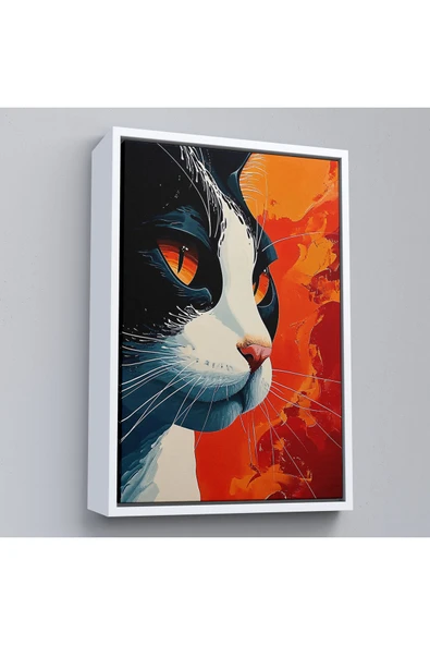 Trezon Ahşap Çerçeveli Cool Kedi Tablo-7658 ürün görseli 1