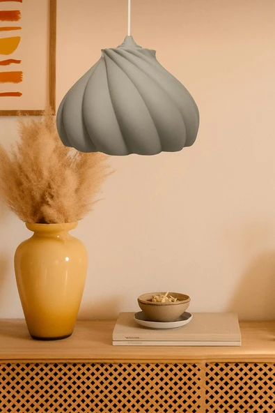 TIGEA Accessories Pumpkin Tekli Avize Yatak Odası, Mutfak, Oturma Odası Beyaz Tasarım Tekli Sarkıt Avize (PLASTİK) ürün görseli 1