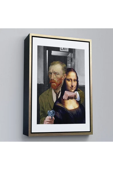 Trezon Ahşap Çerçeveli Mona Lisa'Yı Rehin Alan Van Gogh Tablo-7761 ürün görseli 1
