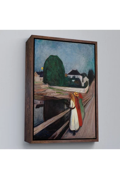Trezon Ahşap Çerçeveli Edvard Munch - Köprüdeki Kızlar Tablo - The Girls On The Bridge-7429 ürün görseli 1