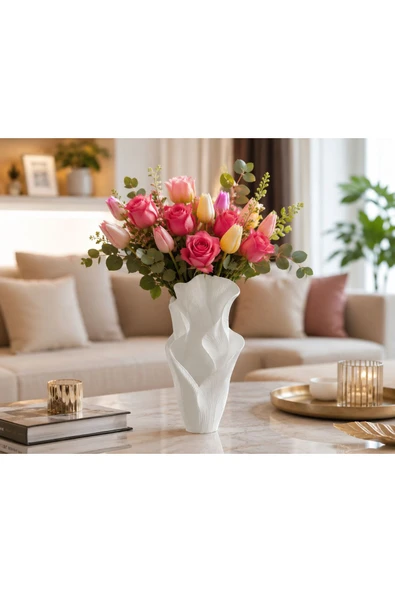 TIGEA Accessories 20CM SİNÜS 3D DEKORATİF SALON / OTURMA ODASI VAZO ürün görseli 1