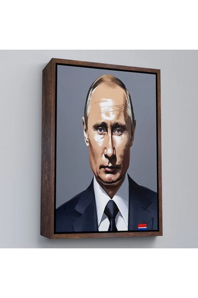 Trezon Ahşap Çerçeveli Vladimir Putin Rusya Devlet Başkanı Tablo-7737 ürün görseli 1