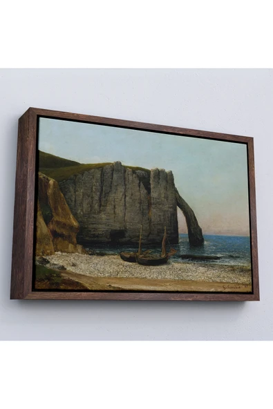 Trezon Ahşap Çerçeveli Gustave Courbet - Etretat Kayalıkları Tablosu-7073 ürün görseli 1