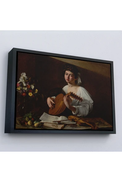 Trezon Ahşap Çerçeveli Caravaggio - Latva Çalan Kadın Tablo-7143 ürün görseli 1