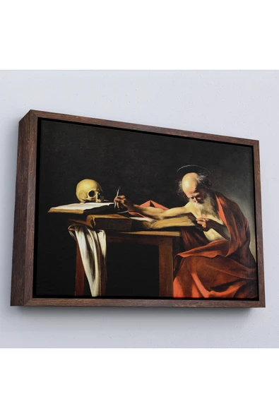Trezon Ahşap Çerçeveli Caravaggio - Saint Jerome Yazma Tablo-7124 ürün görseli 1