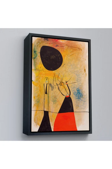 Trezon Ahşap Çerçeveli Joan Miro - Deux Şahsiyetler Tablosu-8110 ürün görseli 1