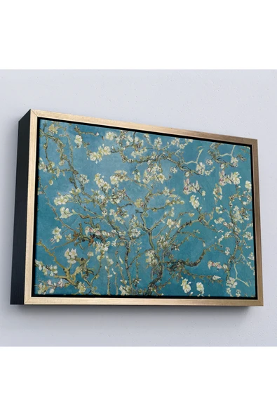 Trezon Ahşap Çerçeveli Vincent Van Gogh - Çiçek Açan Badem Ağacı Tablosu-7050 ürün görseli 1