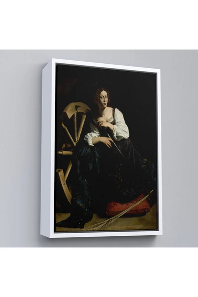 Trezon Ahşap Çerçeveli Caravaggio - İskenderiyeli Aziz Catherine Tablosu-7386 ürün görseli 1