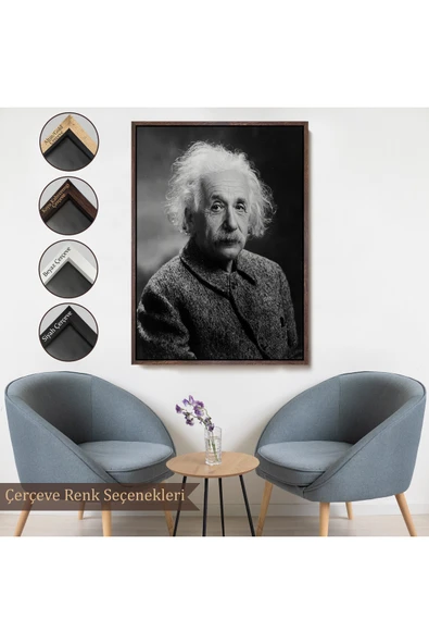 Trezon Ahşap Çerçeveli Albert Einstein Tablo-7845 - Resim 7