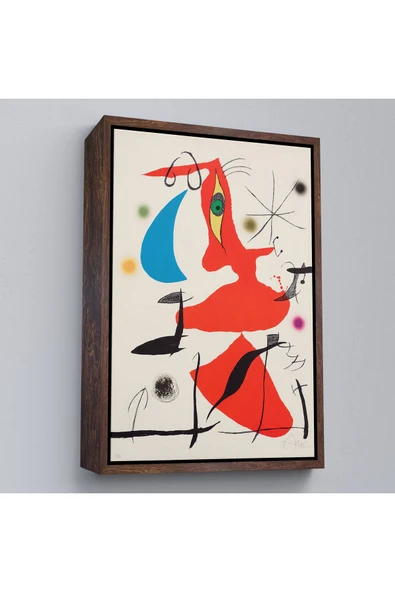 Trezon Ahşap Çerçeveli Joan Miro - Sürreal Soyut Tablo-7365 ürün görseli 1