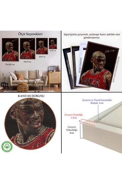 Trezon Ahşap Çerçeveli Michael Jordan Tablo-7739 - Resim 5