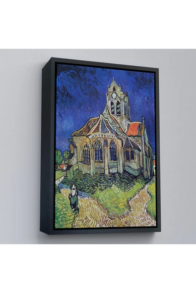 Trezon Ahşap Çerçeveli Vincent Van Gogh Auvers'Deki Kilise Tablosu-7445 ürün görseli 1