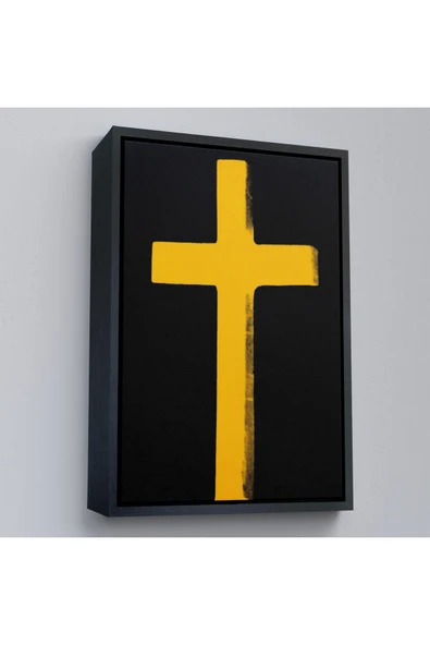 Trezon Ahşap Çerçeveli Sarı Haç Tablosu - Cross-8105 ürün görseli 1