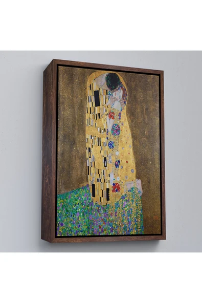 Trezon Ahşap Çerçeveli Gustav Klimt'İn Öpücüğü Tablo - The Kiss By Gustav Klimt-7432 ürün görseli 1