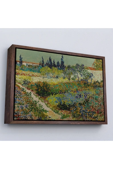 Trezon Ahşap Çerçeveli Vincent Van Gogh - Çiçek Bahçesi Tablo - Flowering Garden With Path-7182 ürün görseli 1