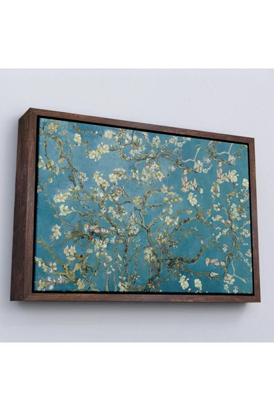 Trezon Ahşap Çerçeveli Vincent Van Gogh - Çiçek Açan Badem Ağacı Tablosu-7050 ürün görseli 1