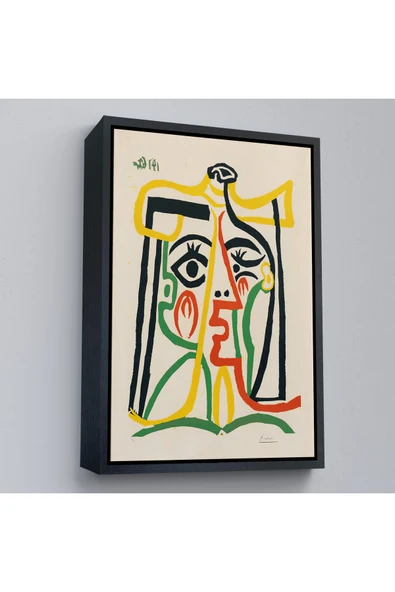 Trezon Ahşap Çerçeveli Pablo Picasso - Jacqueline'İn Hasır Şapkalı Tablo-7419 ürün görseli 1