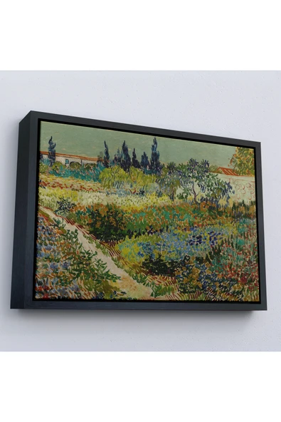 Trezon Ahşap Çerçeveli Vincent Van Gogh - Çiçek Bahçesi Tablo - Flowering Garden With Path-7182 ürün görseli 1