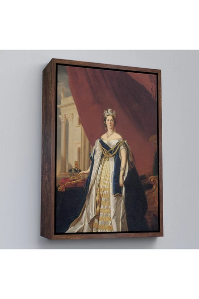 Trezon Ahşap Çerçeveli Franz Xaver Winterhalter - Kraliçe Victoria Tablosu - Queen Victoria-8039 ürün görseli 1