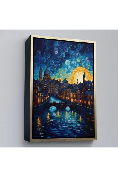 Trezon Ahşap Çerçeveli Vincent Van Gogh Tarzı Venedik Tablosu-7795 ürün görseli 1