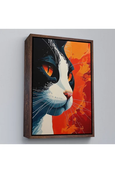 Trezon Ahşap Çerçeveli Cool Kedi Tablo-7658 ürün görseli 1