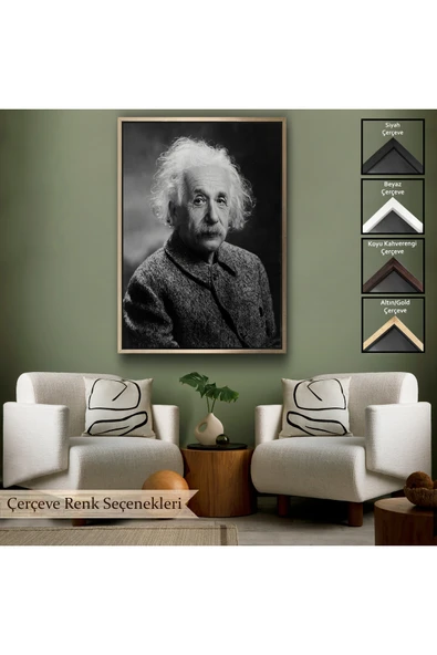 Trezon Ahşap Çerçeveli Albert Einstein Tablo-7845 - Resim 6