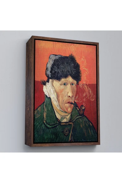 Trezon Ahşap Çerçeveli Vincent Van Gogh - Kulakları Bandajlı Portre Tablo-7470 ürün görseli 1