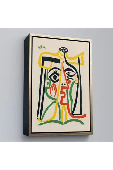Trezon Ahşap Çerçeveli Pablo Picasso - Jacqueline'İn Hasır Şapkalı Tablo-7419 ürün görseli 1