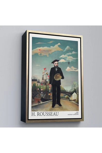 Trezon Ahşap Çerçeveli Henri Rousseau Kendi Tablosu-7323 ürün görseli 1