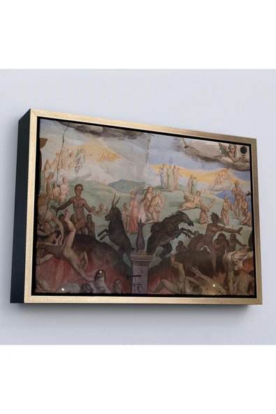 Trezon Ahşap Çerçeveli Giotto - Çan Kulesinin Tavan Resmi Tablo-7117 ürün görseli 1