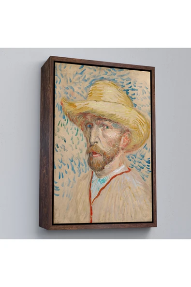 Trezon Ahşap Çerçeveli Vincent Van Gogh - Hasır Şapkalı Otoportre Tablosu-7462 ürün görseli 1