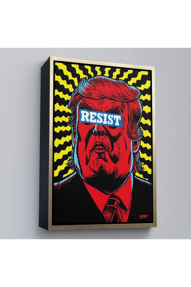 Trezon Ahşap Çerçeveli Irkçı Donald Trump Racism Tablo-7679 ürün görseli 1